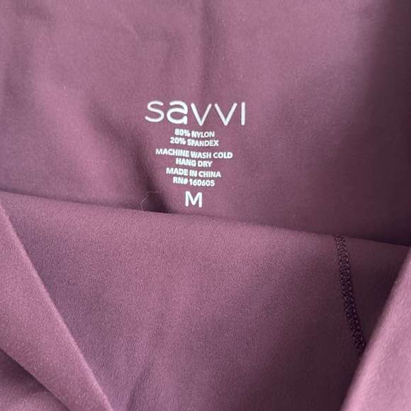 New SAVVI Leggings Compression High Rise  Waist Medium Eggplant - Picture 3 of 5